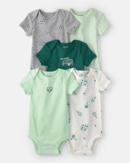 Lot de 5 bodies bébé Carter’s motifs sport verts et gris