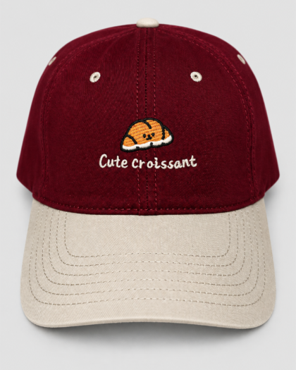 Casquette adolescent Cute Croissant bordeaux et grise