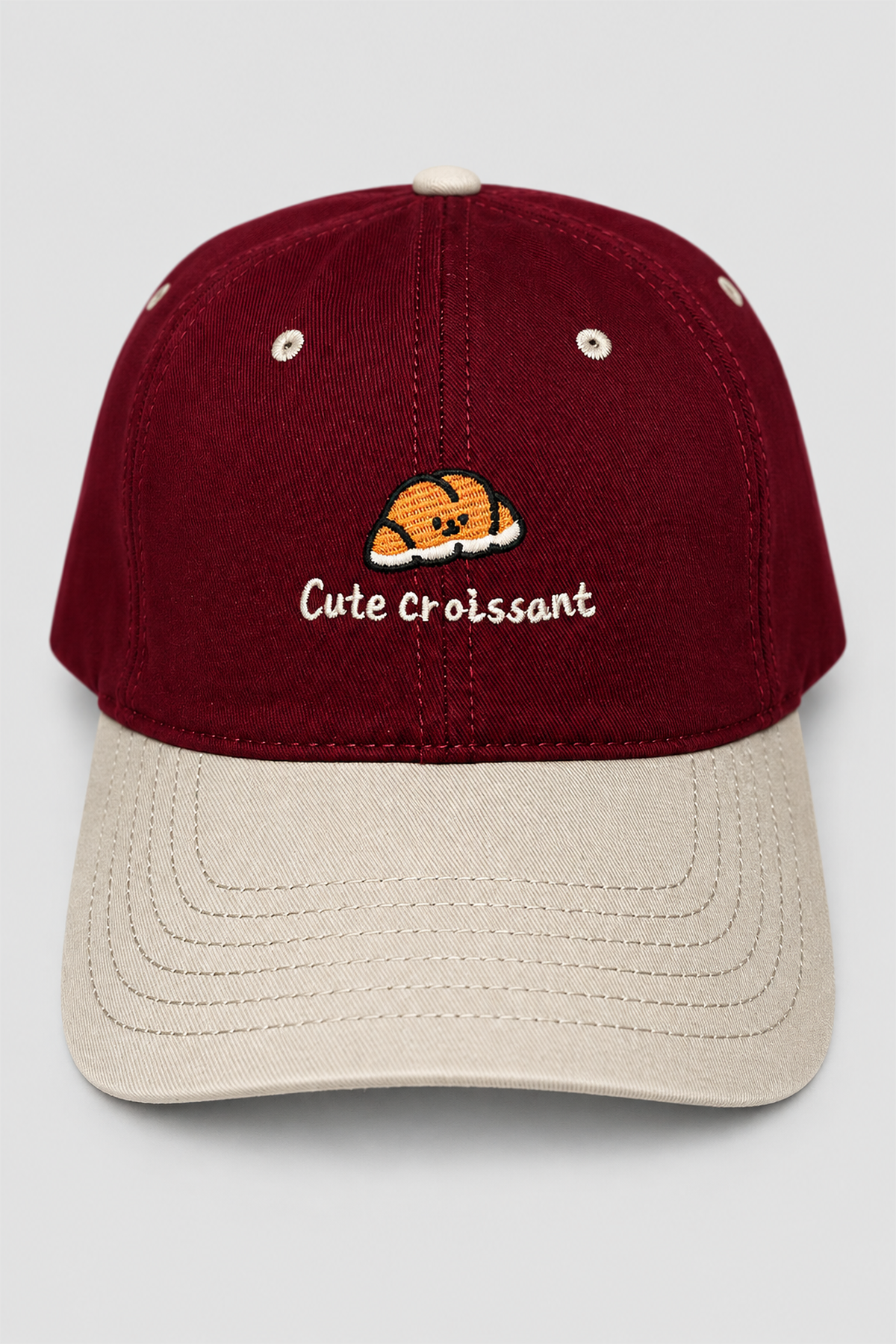 Casquette adolescent Cute Croissant bordeaux et grise