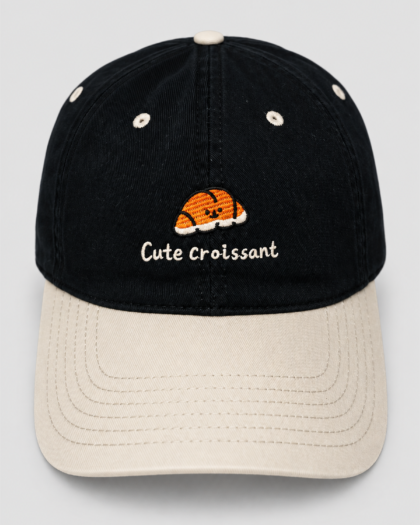Casquette adolescent Cute Croissant noire et grise