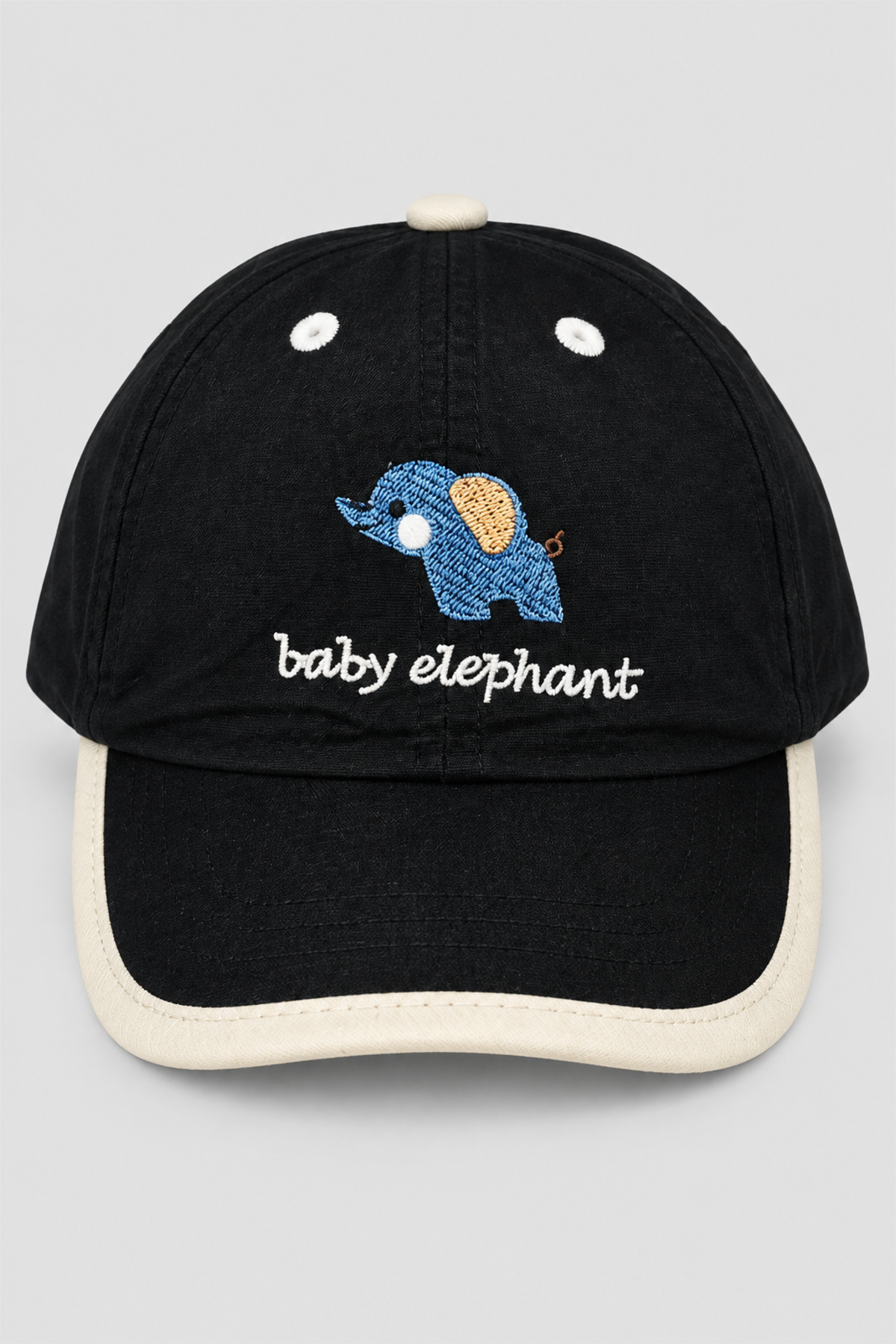 Casquette enfant Baby Elephant noire et crème – dès 3 ans