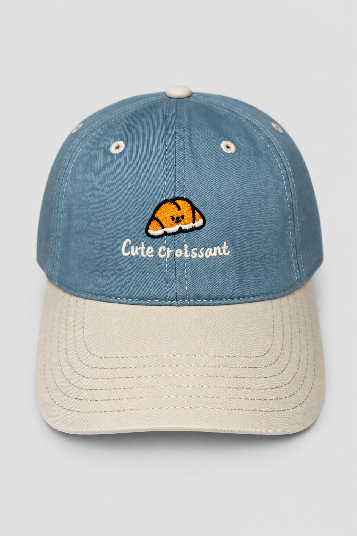 Casquette adolescent Cute Croissant bleu et beige