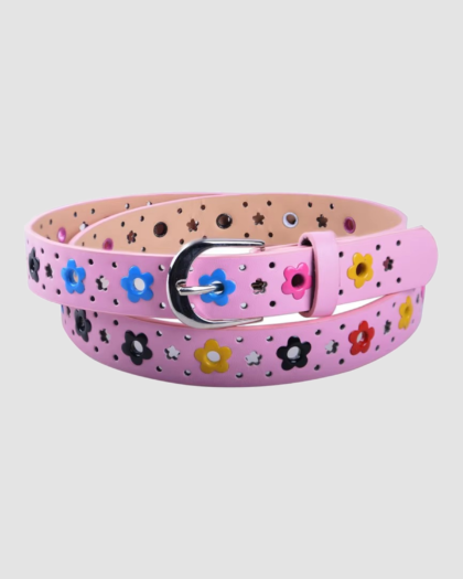 Ceinture fille fleurie rose clair