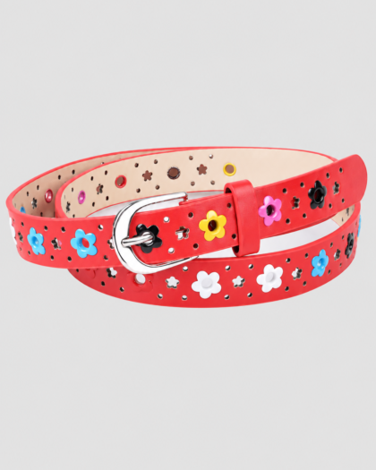 Ceinture fille fleurie rose