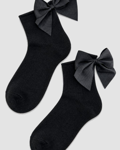 Chaussettes noires et beiges à grands nœuds - Lot de 2