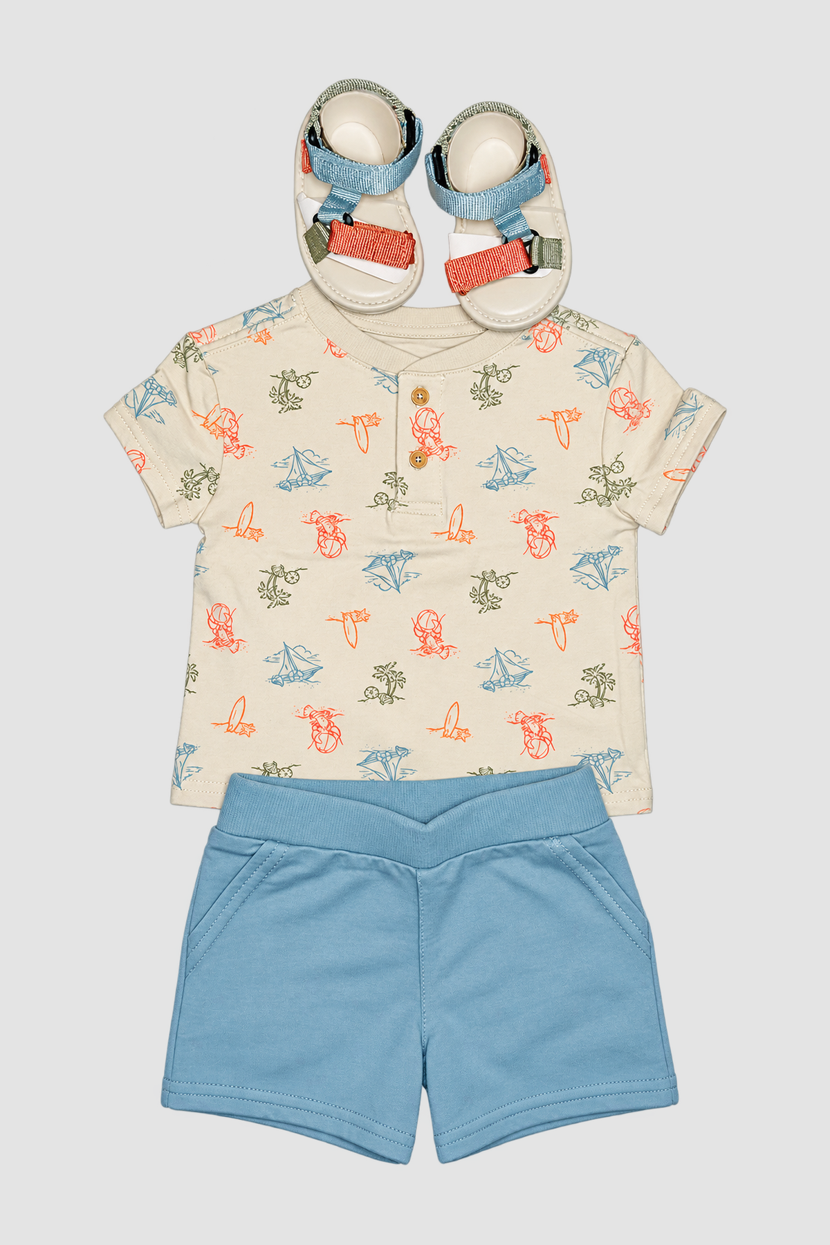 Ensemble bébé nautique avec sandales 3 pièces - Caribbean Joe (0–3 mois et 6–9 mois)