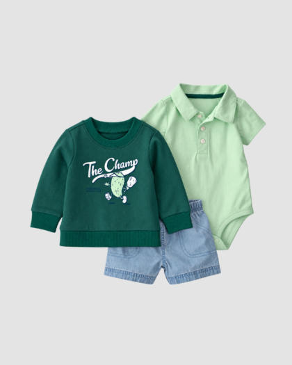 Ensemble bébé garçon Carter’s The Champ 3 pièces vert et bleu