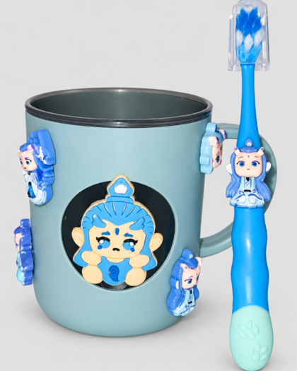 Ensemble gobelet et brosse à dents pour enfant – Bleu