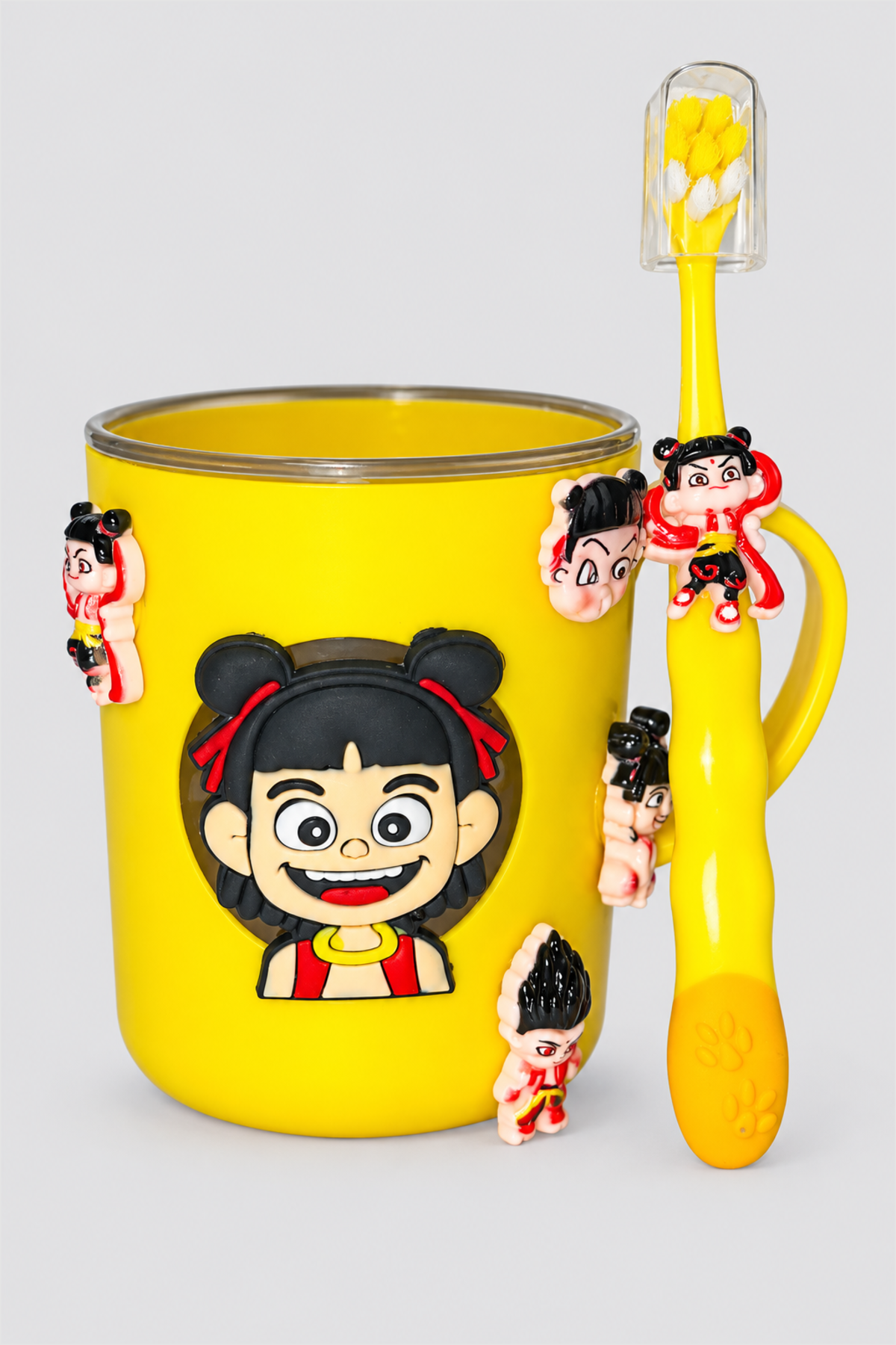 Ensemble gobelet et brosse à dents pour enfant – Jaune