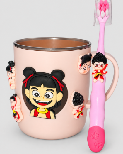 Ensemble gobelet et brosse à dents pour enfant – Rose