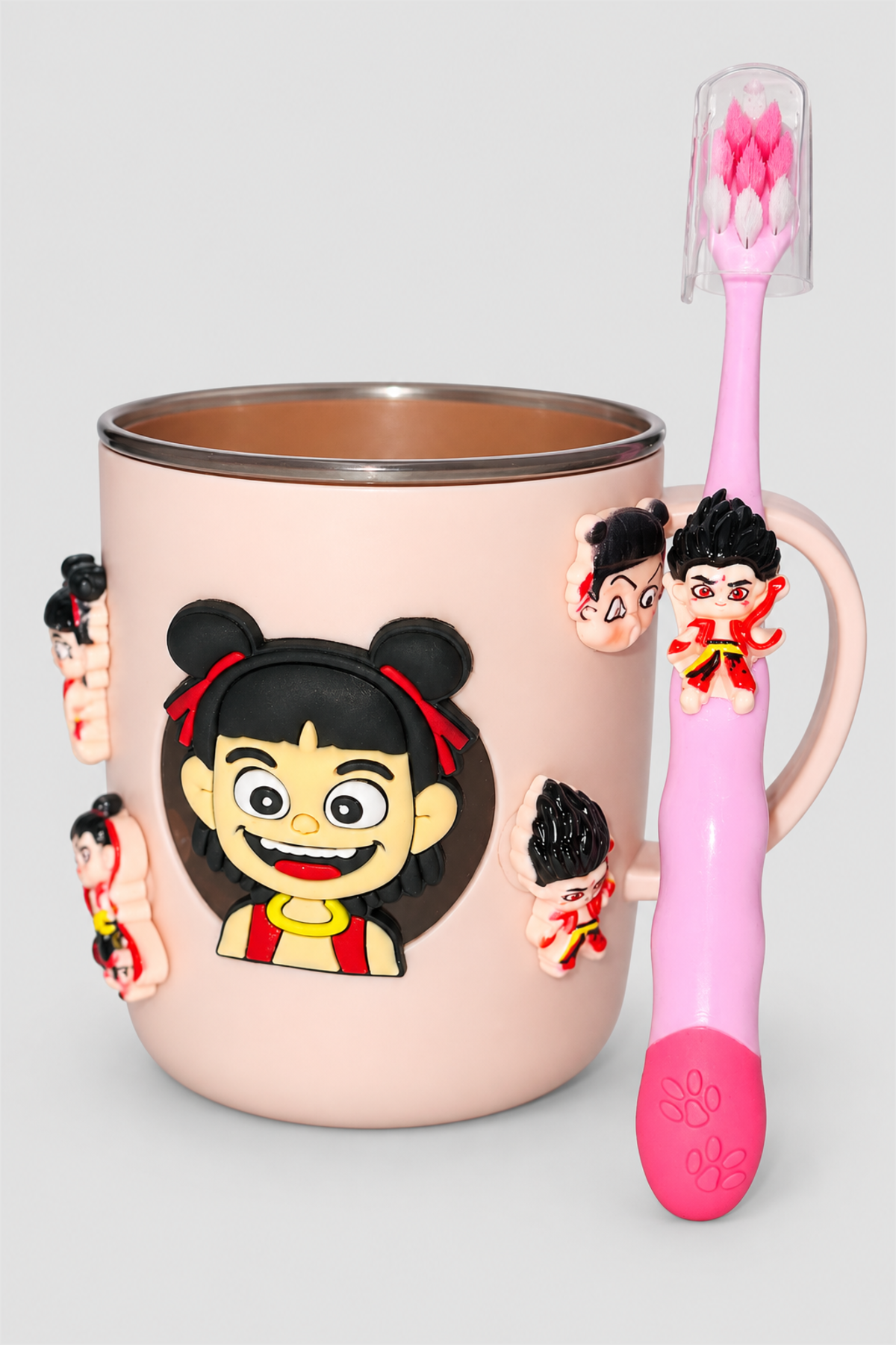 Ensemble gobelet et brosse à dents pour enfant – Rose