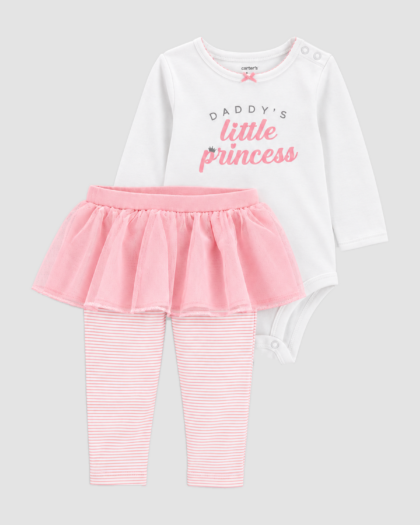 Ensemble bébé « Daddy’s little princess » blanc et rose - Carters (12mois)