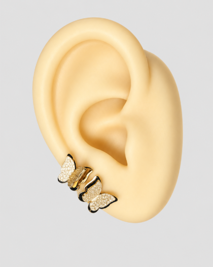 Boucles d’oreilles papillons dorés en acier inoxydable