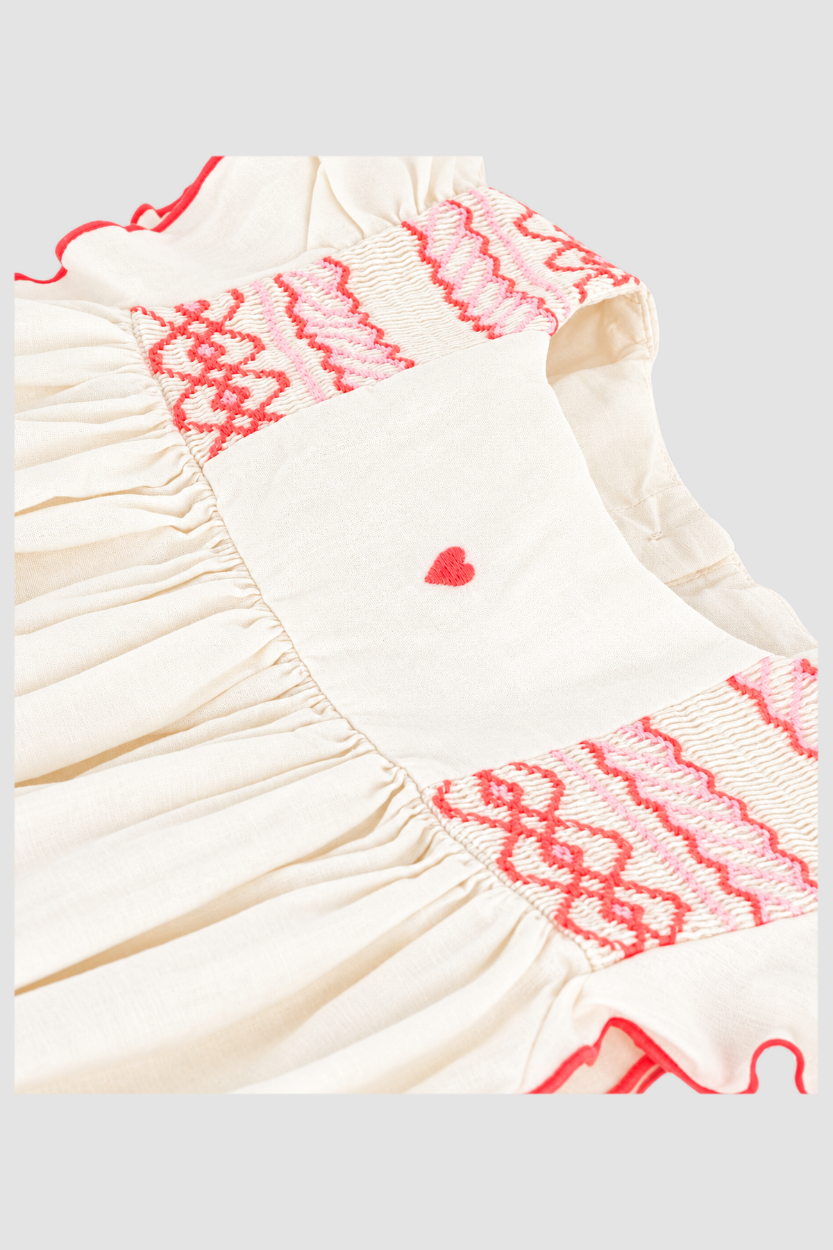 Robe fille écrue à broderies corail - Petit Bateau (6 ans - 10 ans) – Image 4