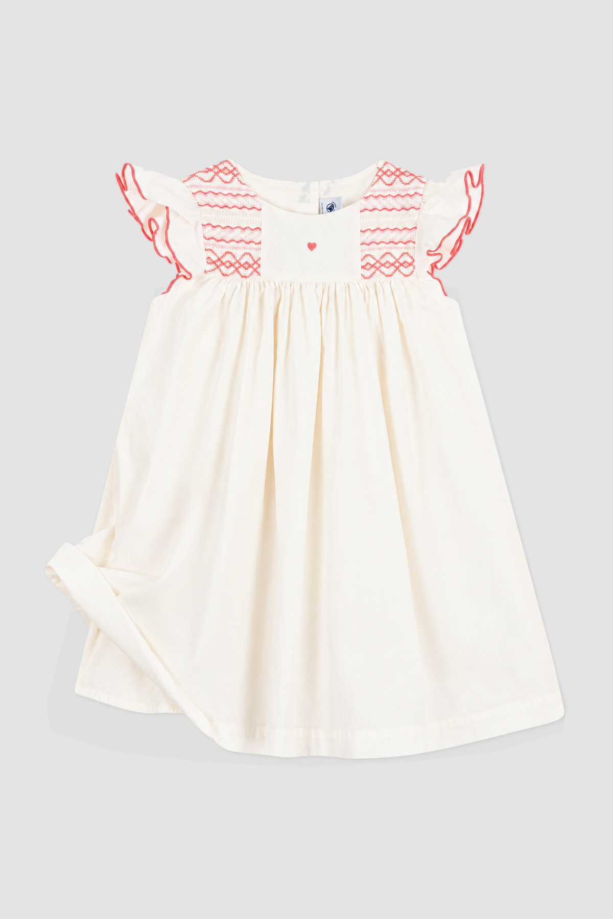 Robe fille écrue à broderies corail - Petit Bateau (6 ans - 10 ans) – Image 2