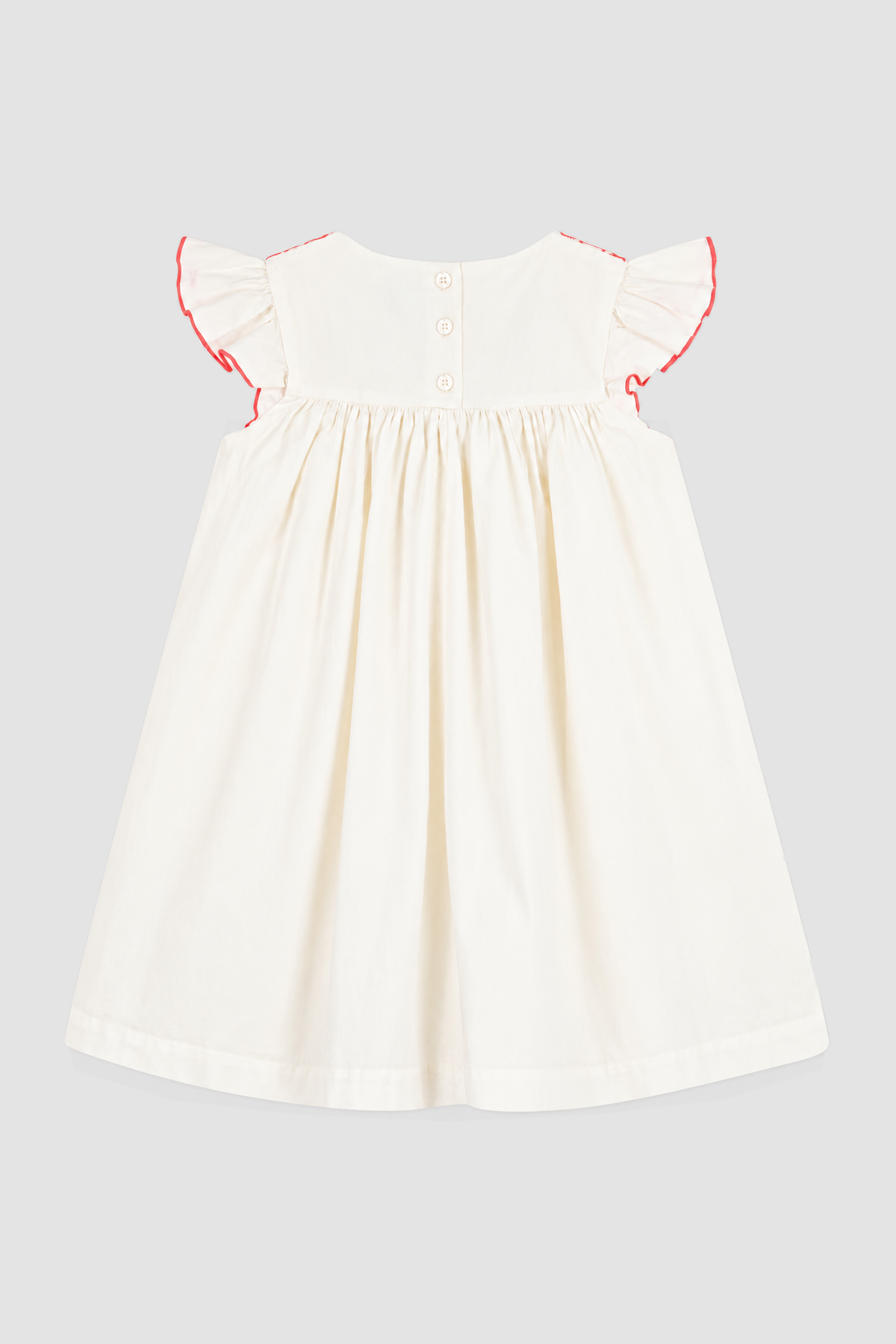Robe fille écrue à broderies corail - Petit Bateau (6 ans - 10 ans) – Image 3