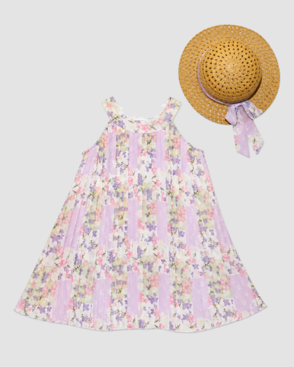 Robe fille sans manches à fleurs pastel - Blueberi - 3/6 mois