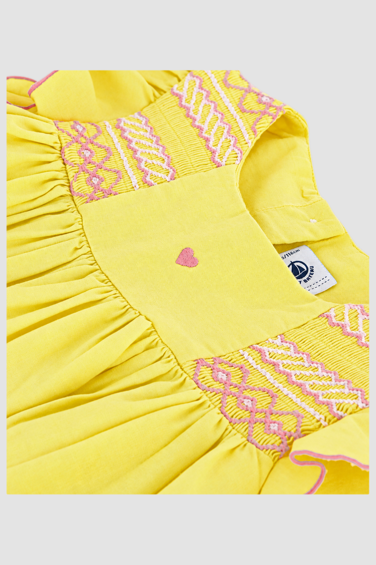 Robe fille jaune à broderies roses - Petit Bateau (8 ans - 12 ans) – Image 4