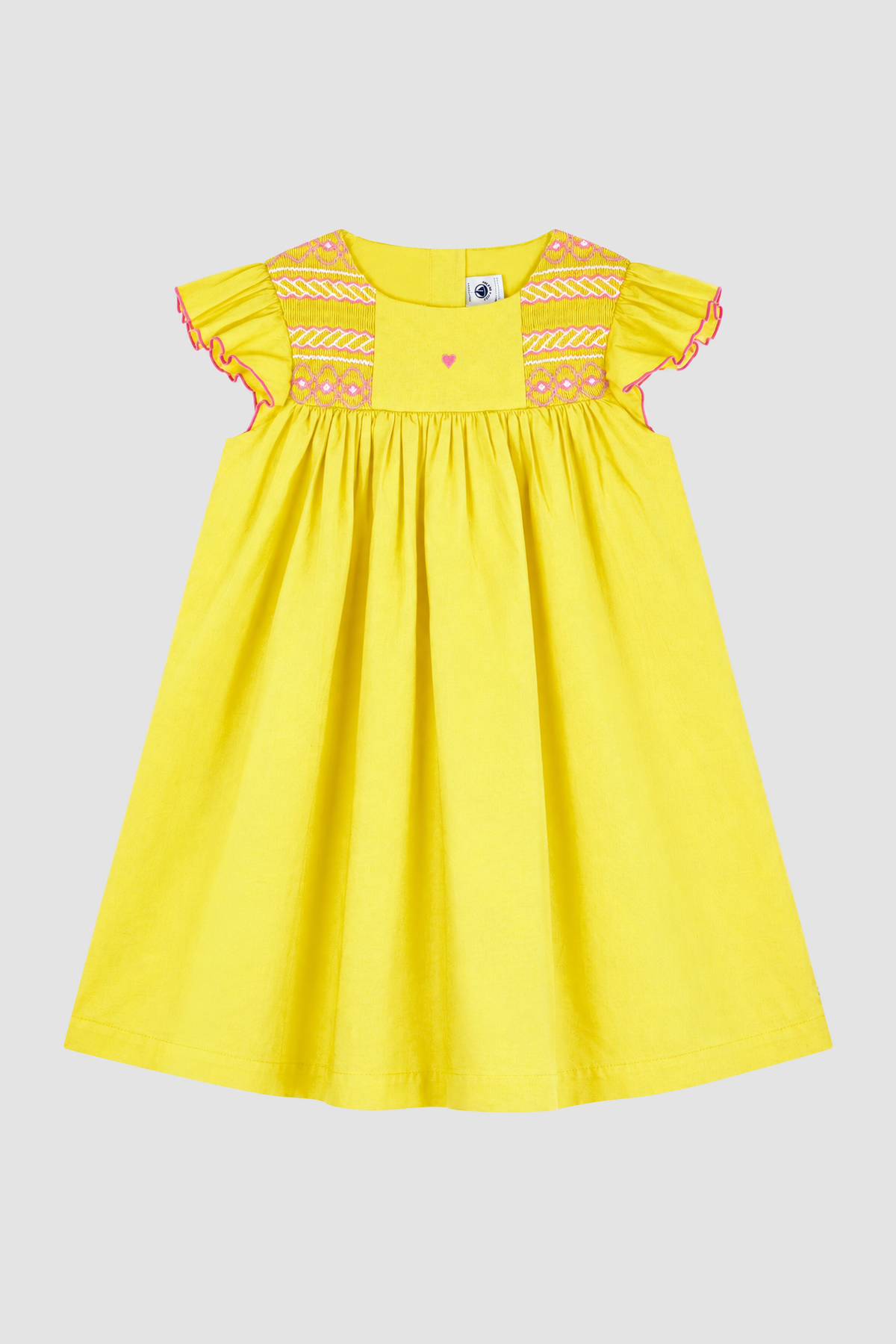 Robe fille jaune à broderies roses - Petit Bateau (8 ans - 12 ans) – Image 2
