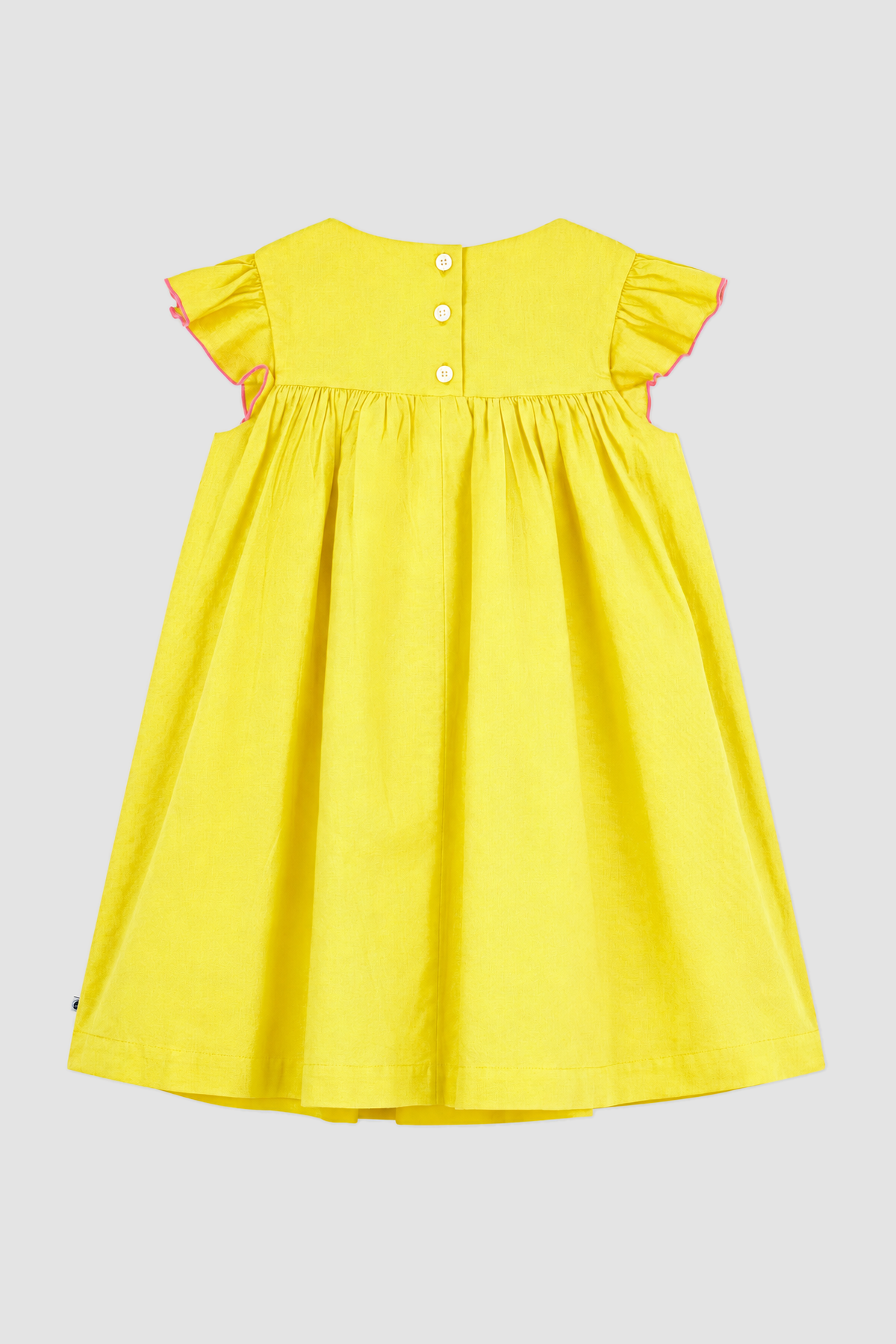 Robe fille jaune à broderies roses - Petit Bateau (8 ans - 12 ans) – Image 3