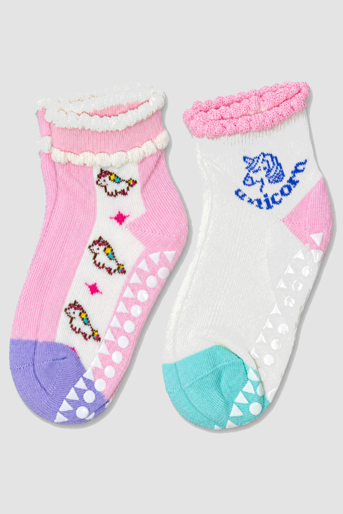 Chaussettes fantaisie licorne blanches et violettes - Lot de 2 – Image 2