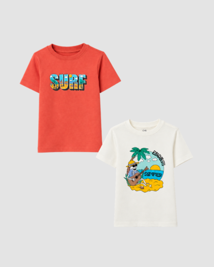 Lot de 2 T-shirts garçon OVS Surf (4–5, 6–7, 7–8 et 8–9 ans) — 01 lot 2 tshirts ovs surf