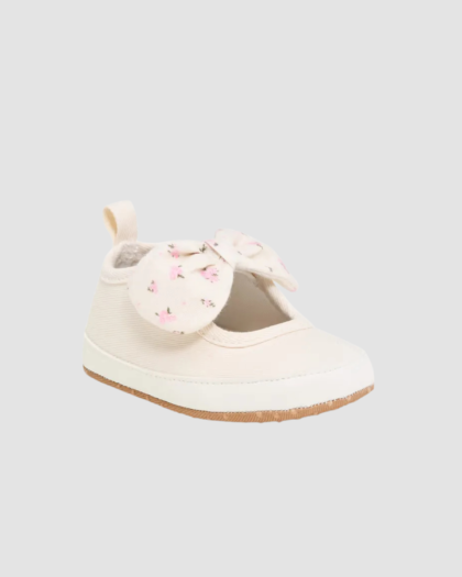 Baskets bébé fille Old Navy écrues à nœud fleuri rose – vue avant