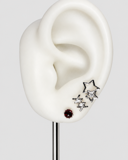 Lot de 3 bijoux d’oreille argentés à étoiles