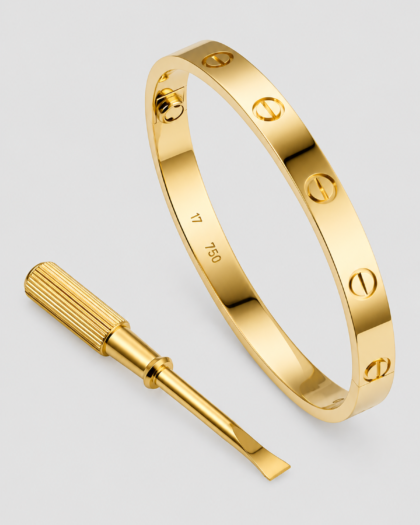 Bracelet jonc doré à motifs de vis