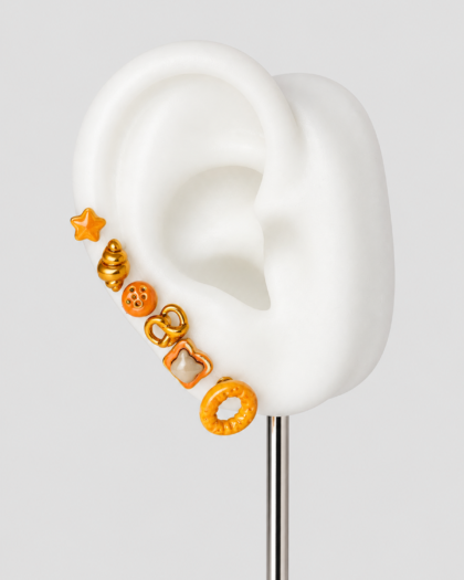 Lot de 6 bijoux d’oreille orange et dorés