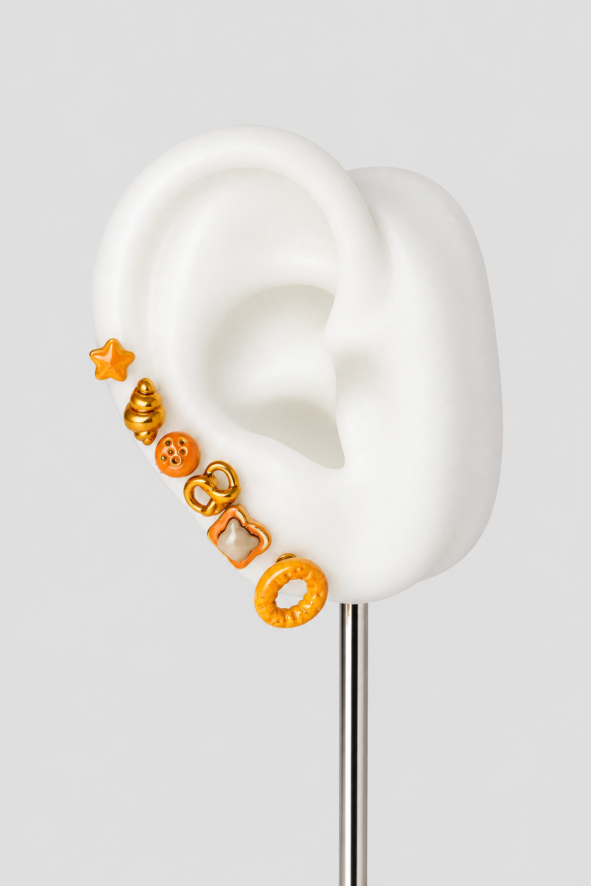 Lot de 6 bijoux d’oreille orange et dorés