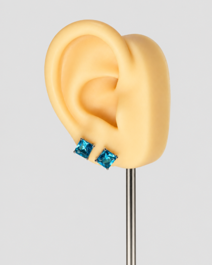 Boucles d’oreilles à pierres carrées bleues