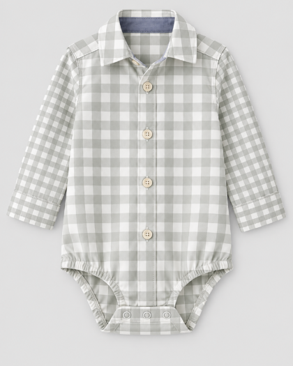 Body chemise bébé OshKosh carreaux gris blanc haute définition