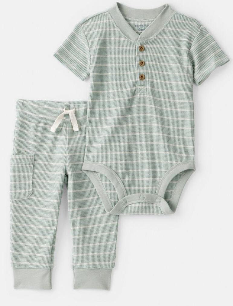 carters ensemble rayures vert eau 12mois