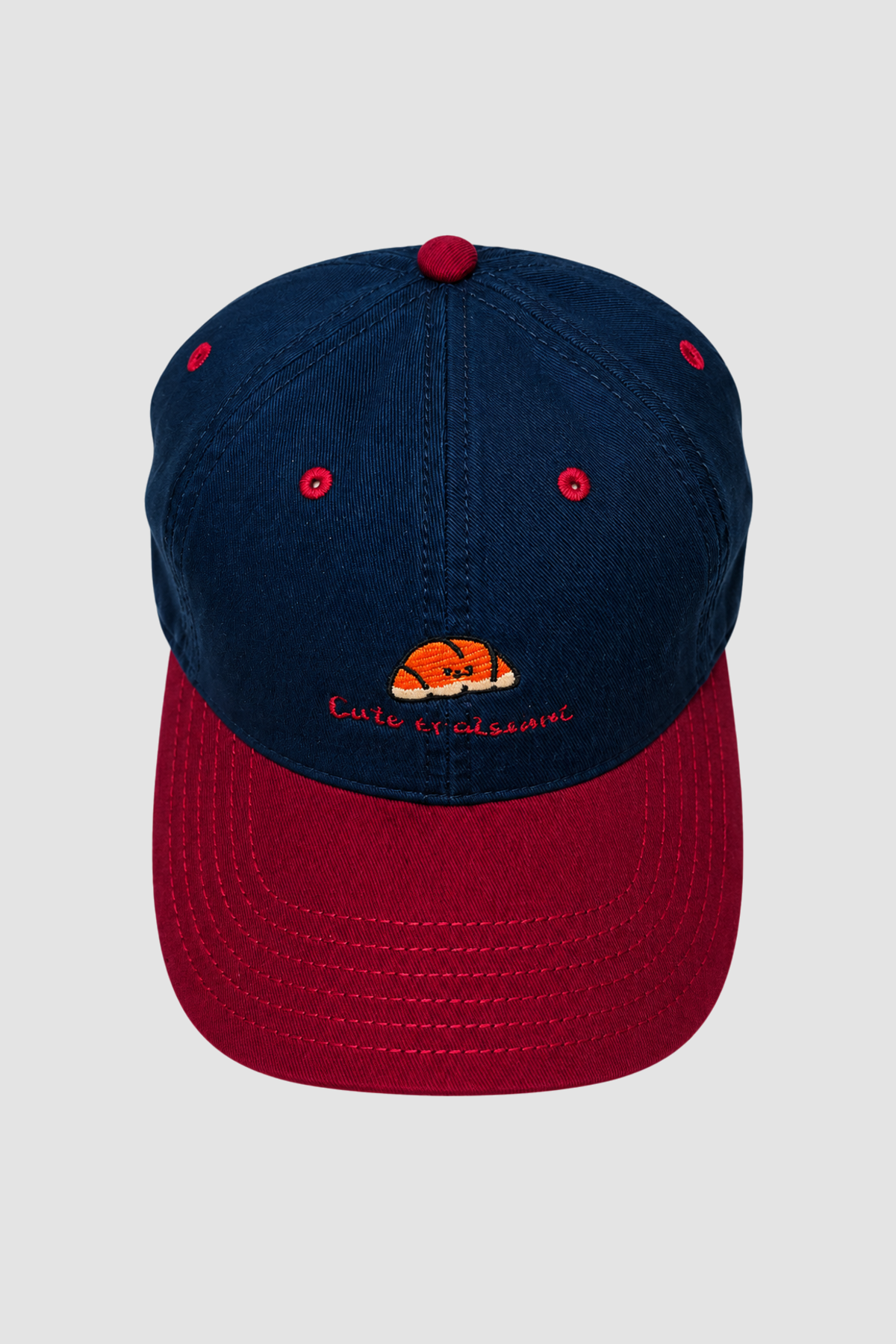 Casquette Cute Croissant brodée pour adolescent – Bleu marine et bordeaux