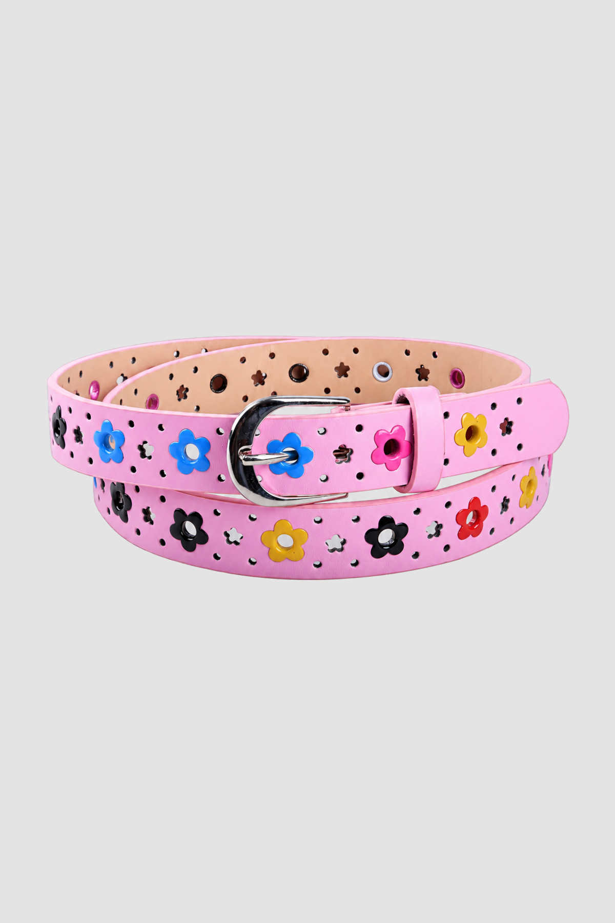 Ceinture fille à fleurs multicolores – Rose