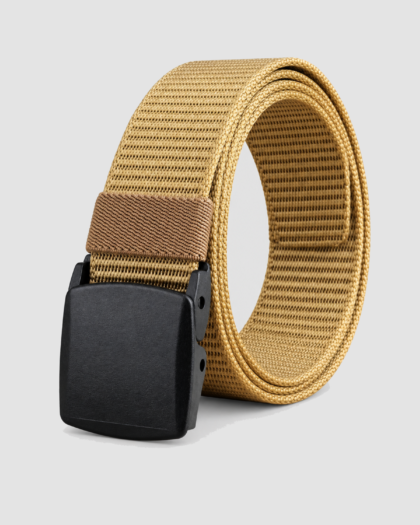 Ceinture textile à boucle noire – Beige