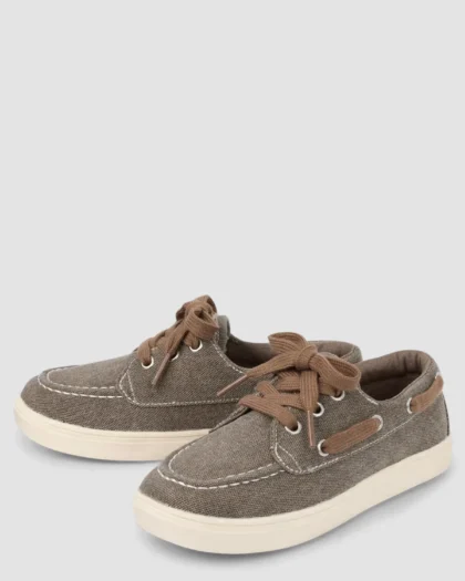 Chaussures bateau en toile taupe pour garçon (4–8 ans) — vue 2