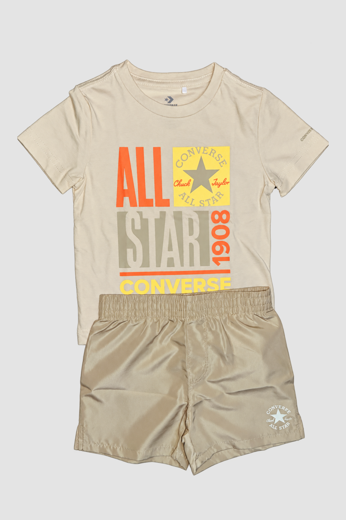 Ensemble garçon T-shirt et short 2 pièces beige – Converse All Star (2 et 4 ans)