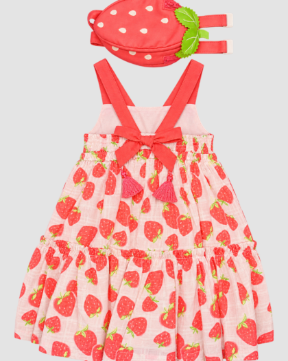 Ensemble fille robe et sac fraise Cynthia Rowley sur fond gris clair