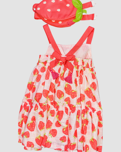 Ensemble fille robe imprimé fraises et sac assorti – Cynthia Rowley (3, 4 et 5 ans)