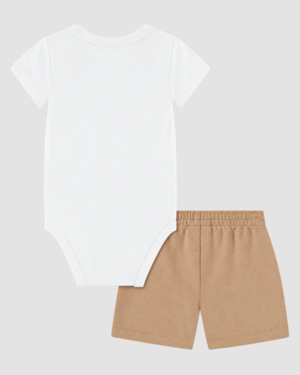 Ensemble bébé body blanc et short beige – 2 pièces — ensemble body blanc short beige dos