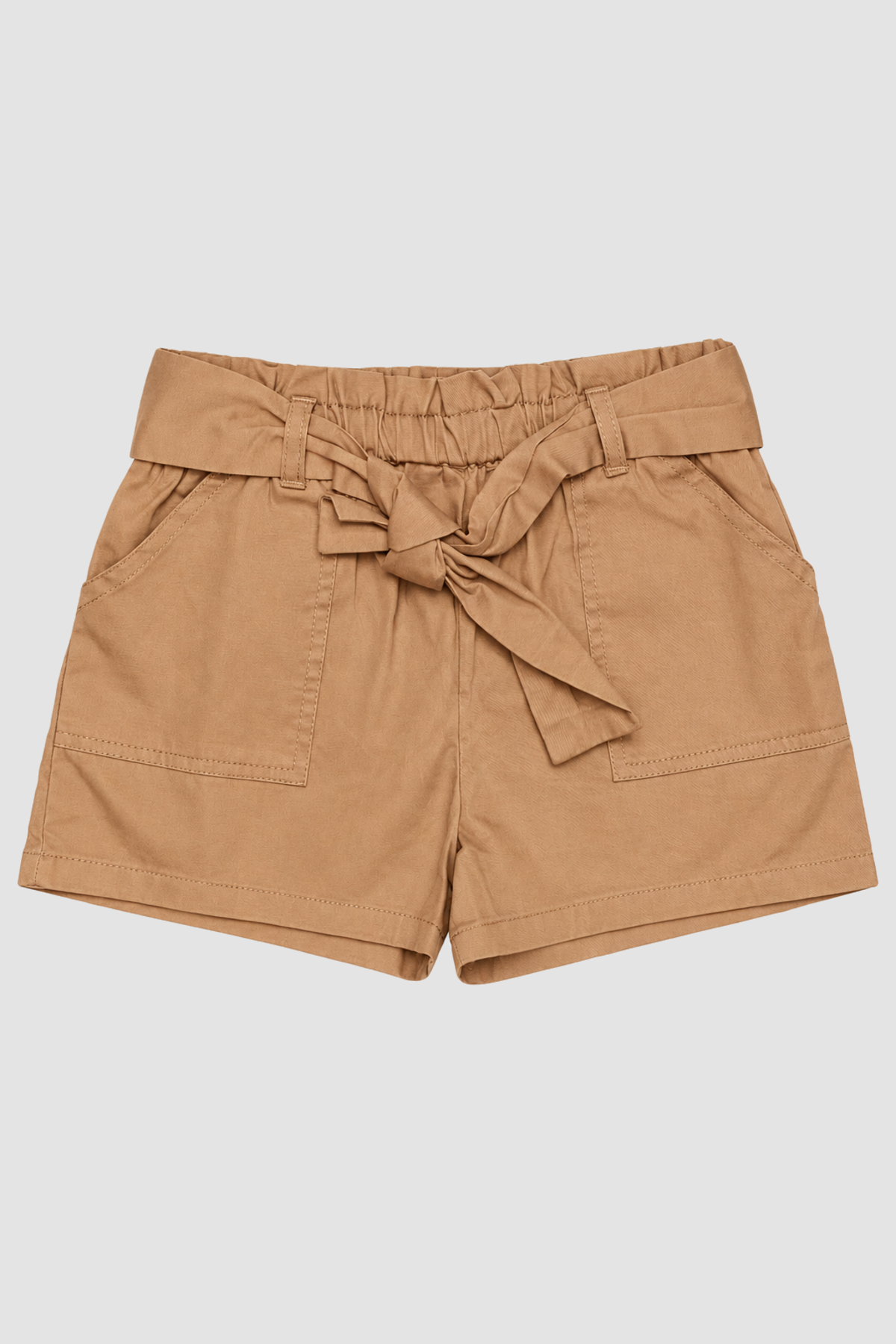 Ensemble fille camel 3 pièces, haut rayé, short et sac – Max Studio (7–8 ans) – détail du modèle