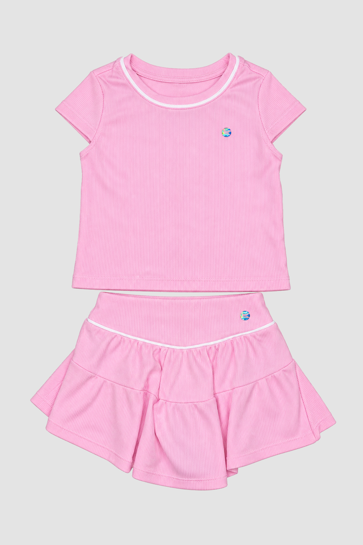 Ensemble fille RBX rose côtelé, T-shirt et short (4 ans) – ensemble complet