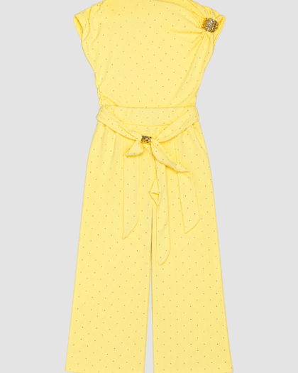 Ensemble fille UNIKID jaune à strass, haut et pantalon (4, 6, 8, 10, 12 et 14 ans) – vue complète