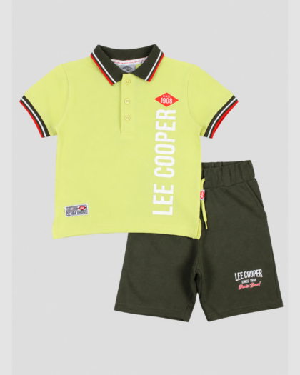 Ensemble garçon polo vert et short kaki – Lee Cooper (4 à 14 ans) — vue principale