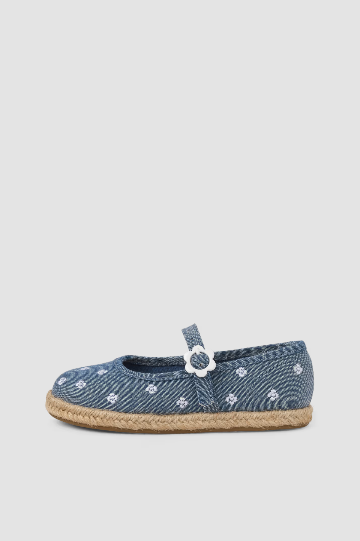 Espadrilles bleues Gymboree pour fille à broderies florales et bride à boucle fleur, vue 1