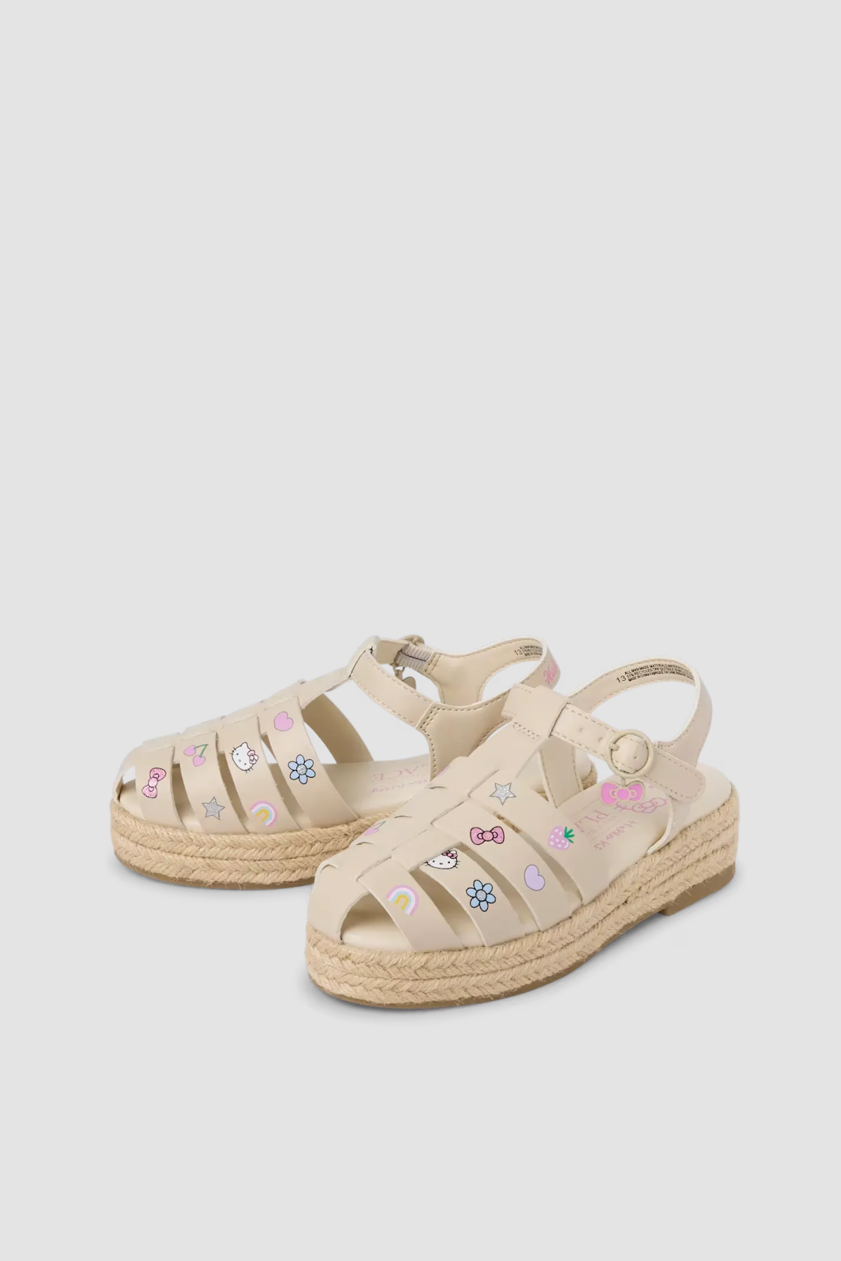 Espadrilles fille Hello Kitty beiges à semelle tressée – vue de la paire