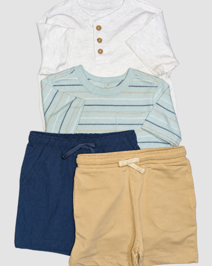 Ensemble garçon deux T-shirts et deux shorts 4 pièces (4 ans) — garcon deux hauts deux shorts principale