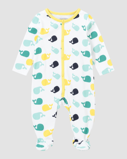 Grenouillère bébé à motifs baleines multicolores – Orchestra (23 mois) – vue principale